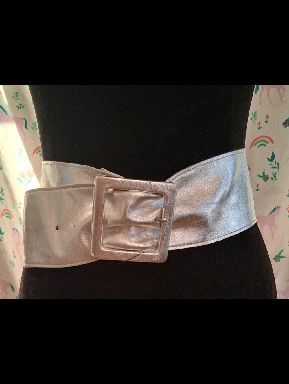 NWT HOBO International Metallic Silver Leather Wide Statement Accent Belt 36in